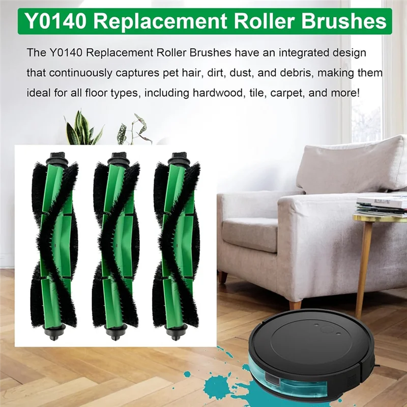 

GTBL 3PCS Roller Brush For Irobot Roomba Combo Essential Series Q0120 Y0140 Y0110 Q011 Robot Vacuum Attachments