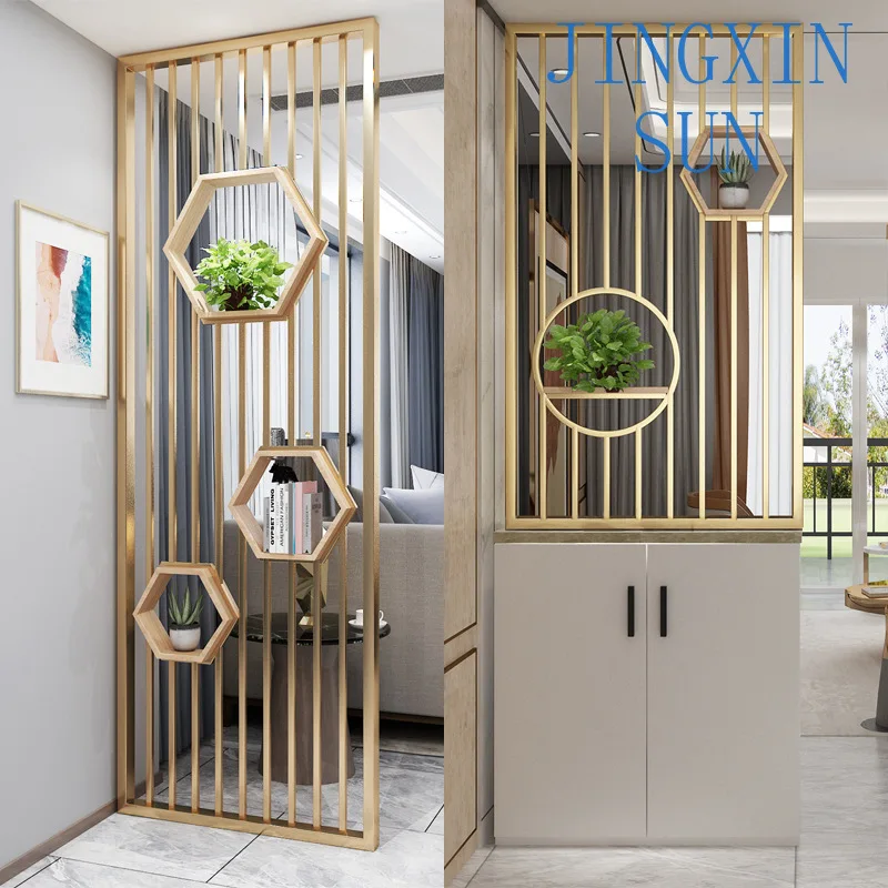Nordic light luxury creative home wrought iron screen partition office hollow decorative wall living room entrance shoe cabinet