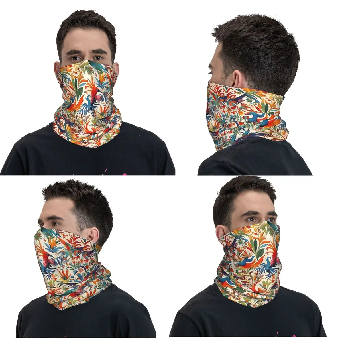 

Мексиканская текстура птиц Otomi, народное цветочное искусство, бандана на шею, маска с принтом, шарф, многофункциональная повязка на голову для бега для мужчин, женщин, взрослых