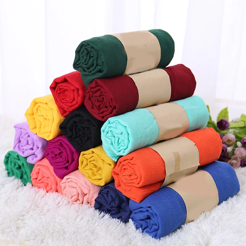 Lenço de linho de algodão feminino, xales de pashmina, lenços longos e macios, hijab muçulmano, moda feminina, verão, 2024