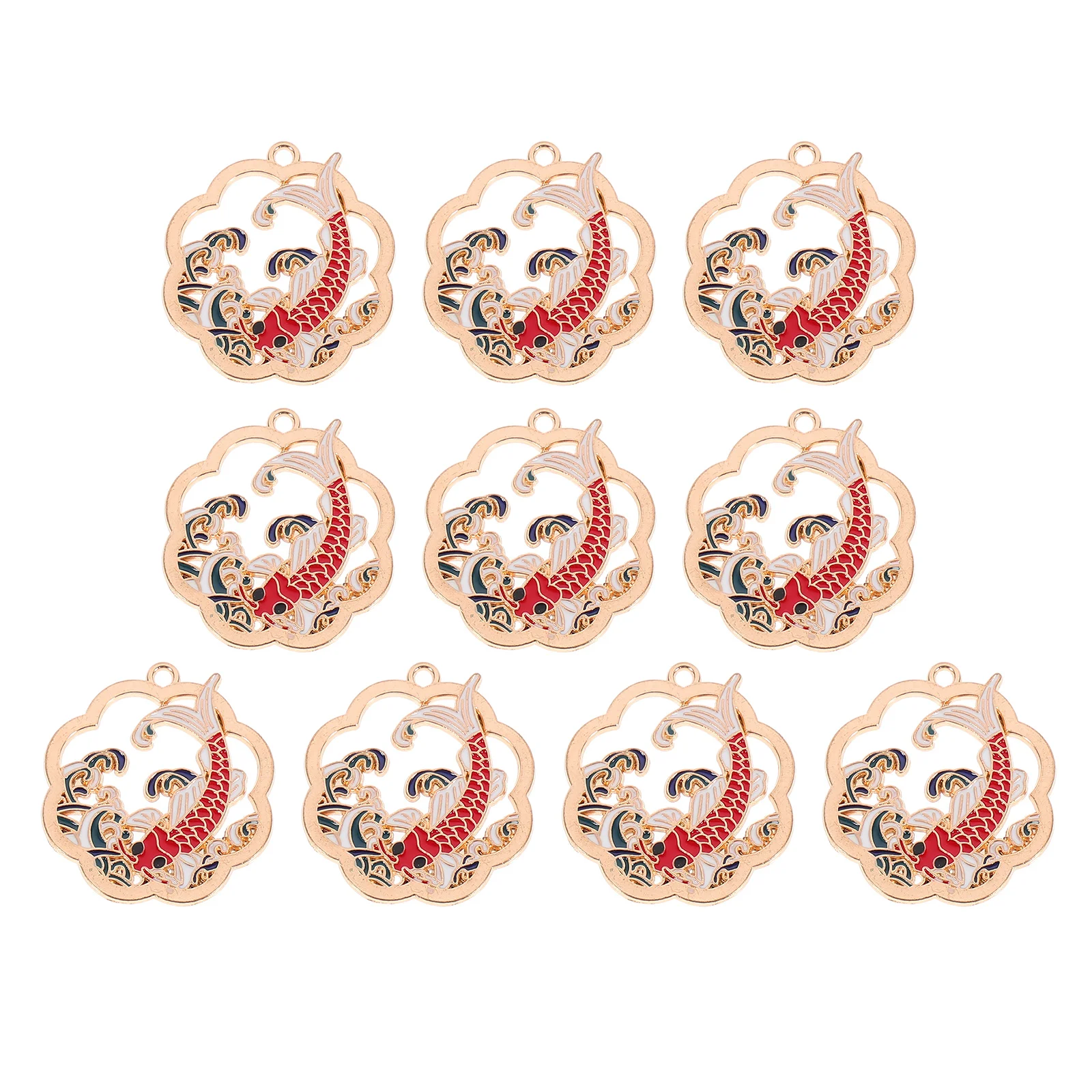 

10 Pcs Zinc Alloy Pendant Charm Glossy DIY Jewelry Making Materials Chinese Theme Decorative Accessories for Bracelets Necklaces