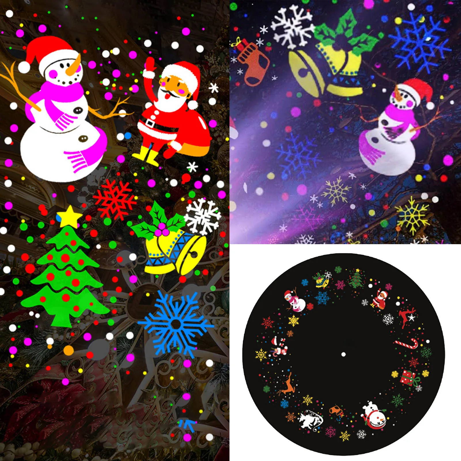 Halloween/Christmas Snow Falling Projector Lamp Creative Romantic Night Light Colorful Projector for Xmas Holiday Garden Party