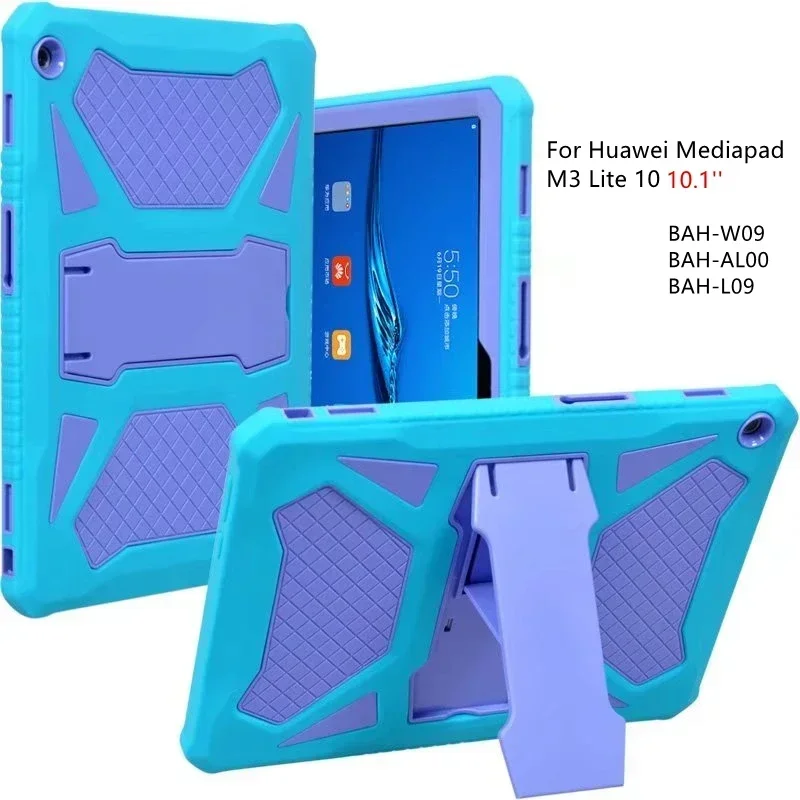 For Huawei MediaPad M3 Lite 10 Case Rugged SIlicone Shokproof Cover Stand Tablet Shell For Huawei M3 Lite 10 BAH-W09/AL00 10.1"