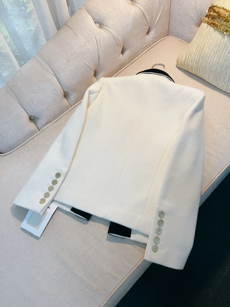 เสื้อสูทสีขาวสำหรับผู้หญิง รุ่น Ele Retro Ele ไซส์เล็ก คอลเลคชั่นฤดูใบไม้ร่วง