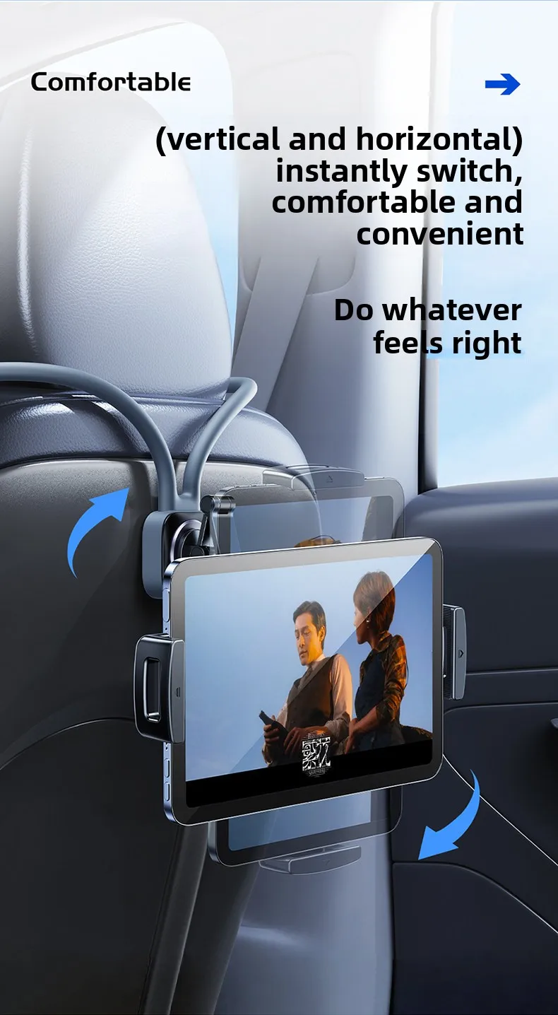 Soporte para tablet en el reposacabezas del asiento trasero del coche, compatible con iPad, universal, flexible y con ro
