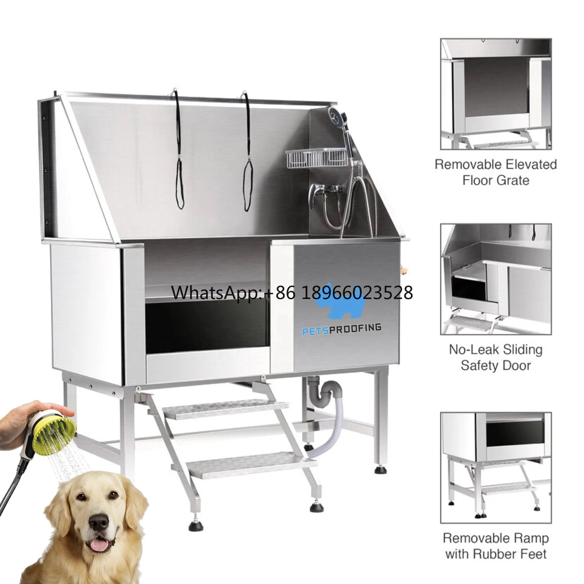 

Top qualityPet Grooming Bath Tub On Wheels Stainless Steel 304 201 Dog Cat Animal Vet Bath Equipment