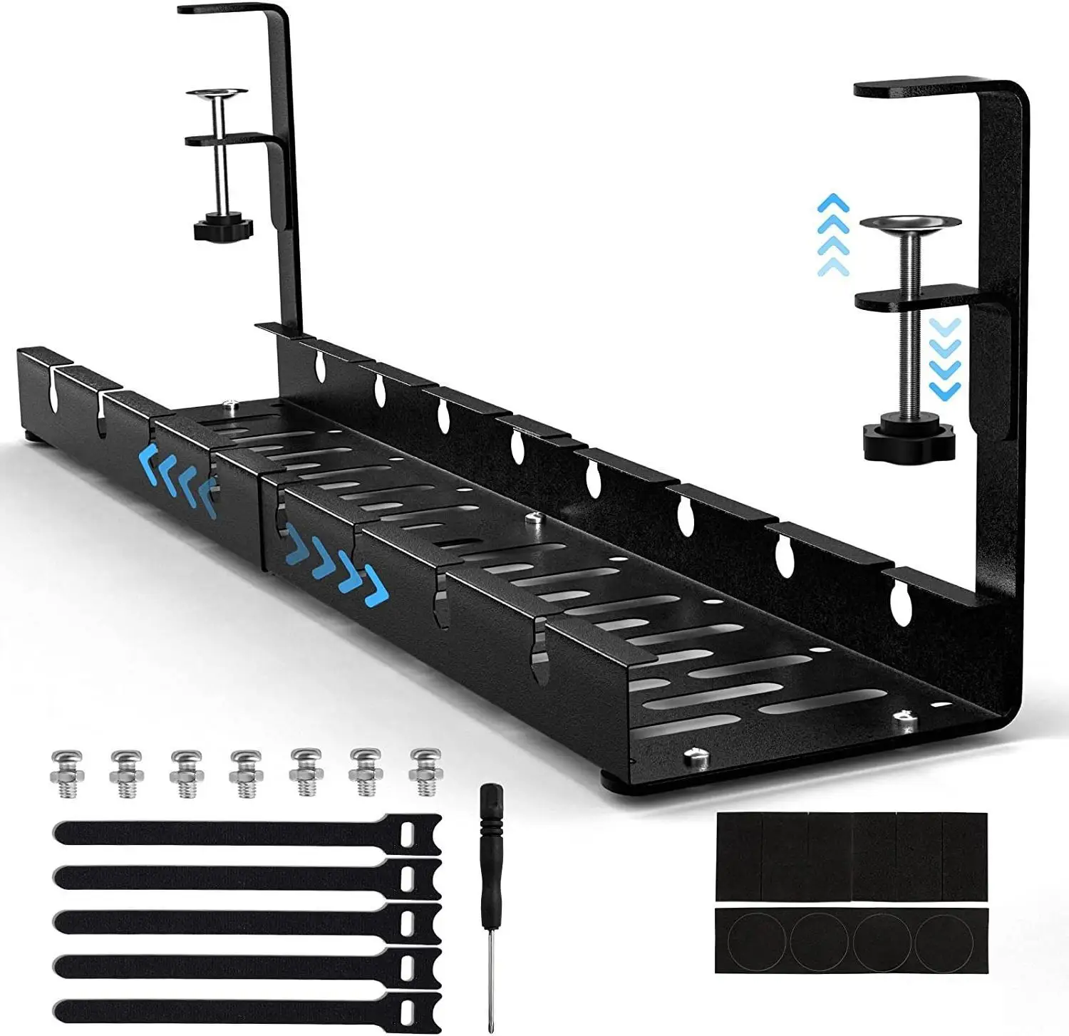Expandable Under Desk Cable Management Tray No-Drill Carbon Steel Power Strip Organizer Cm Home Office