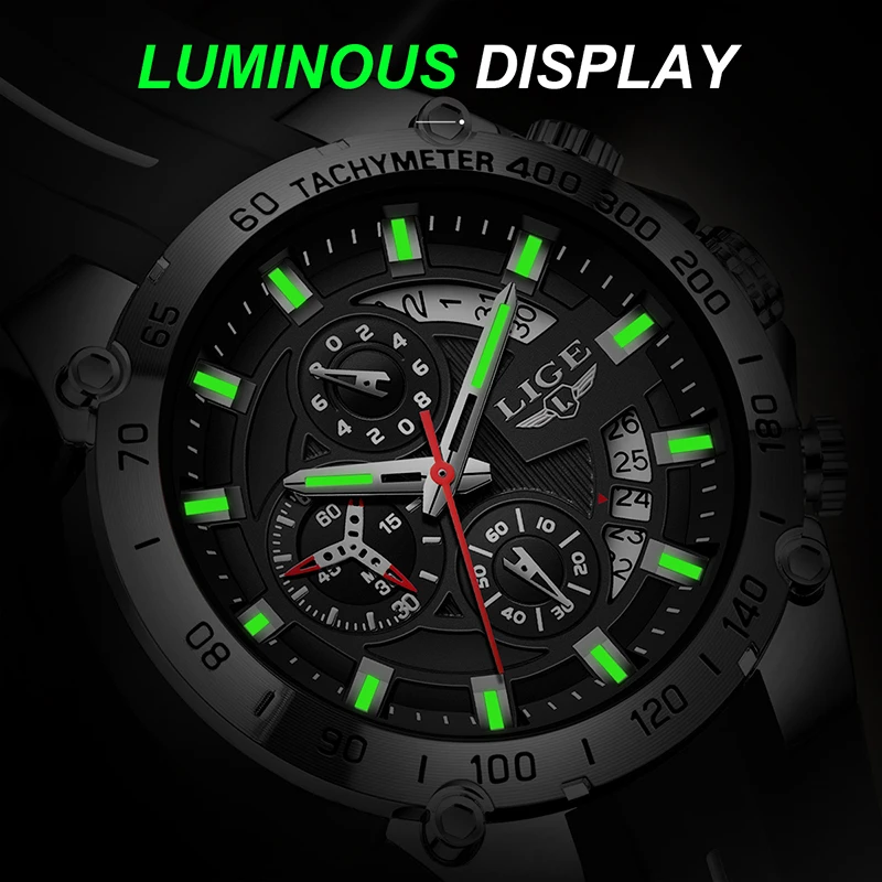 TOP LIGE ساعات رجالية مقاوم للماء التقويم ساعة اليد كوارتز ساعة اليد ساعة رياضية عسكرية مضيئة ساعات للرجال reloj + BOX #2