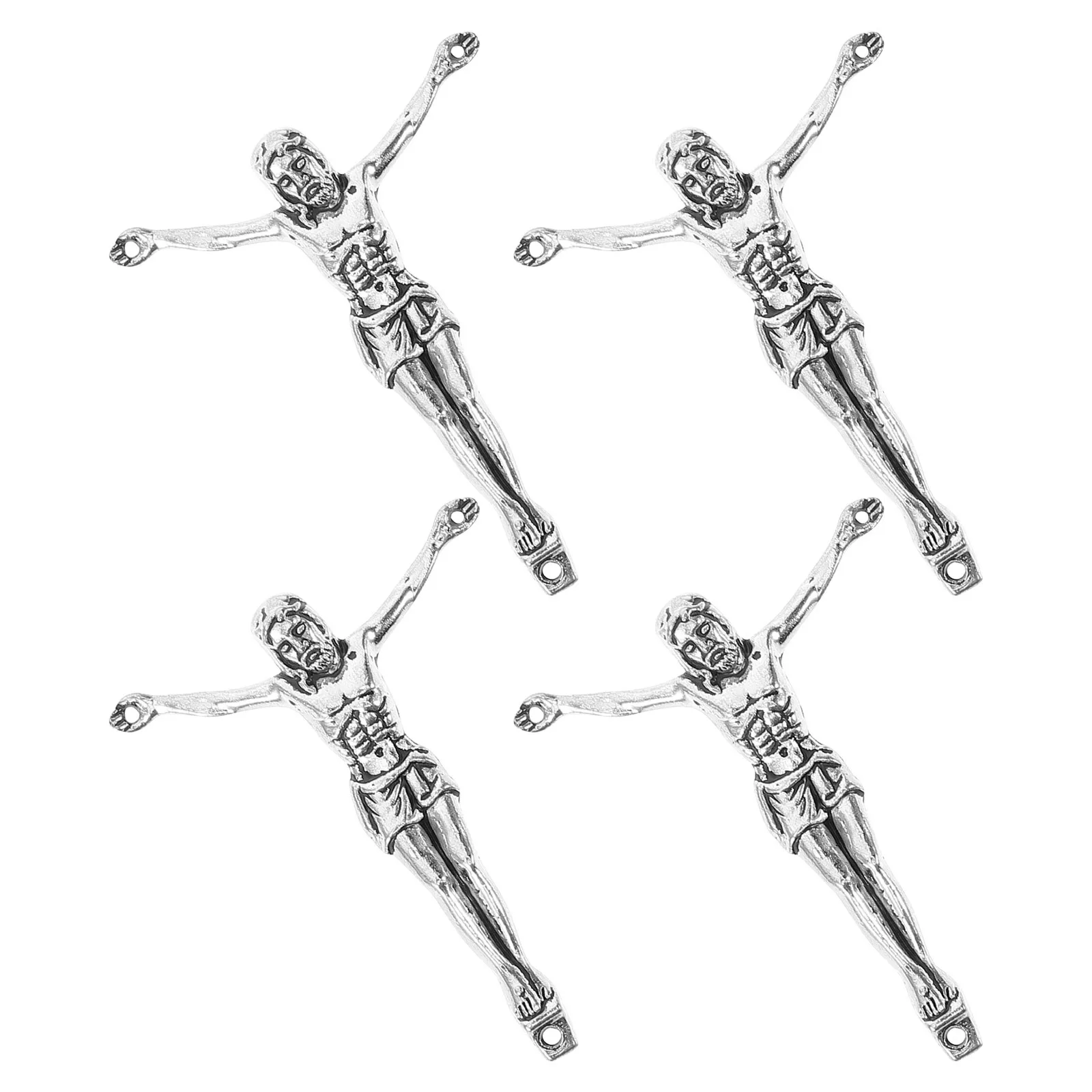 4Pcs Silver Alloy Cross Pendant 4Cm Solid Metal Religious Craft Supplies for DIY Jewelry Making Custom Crucifix Home