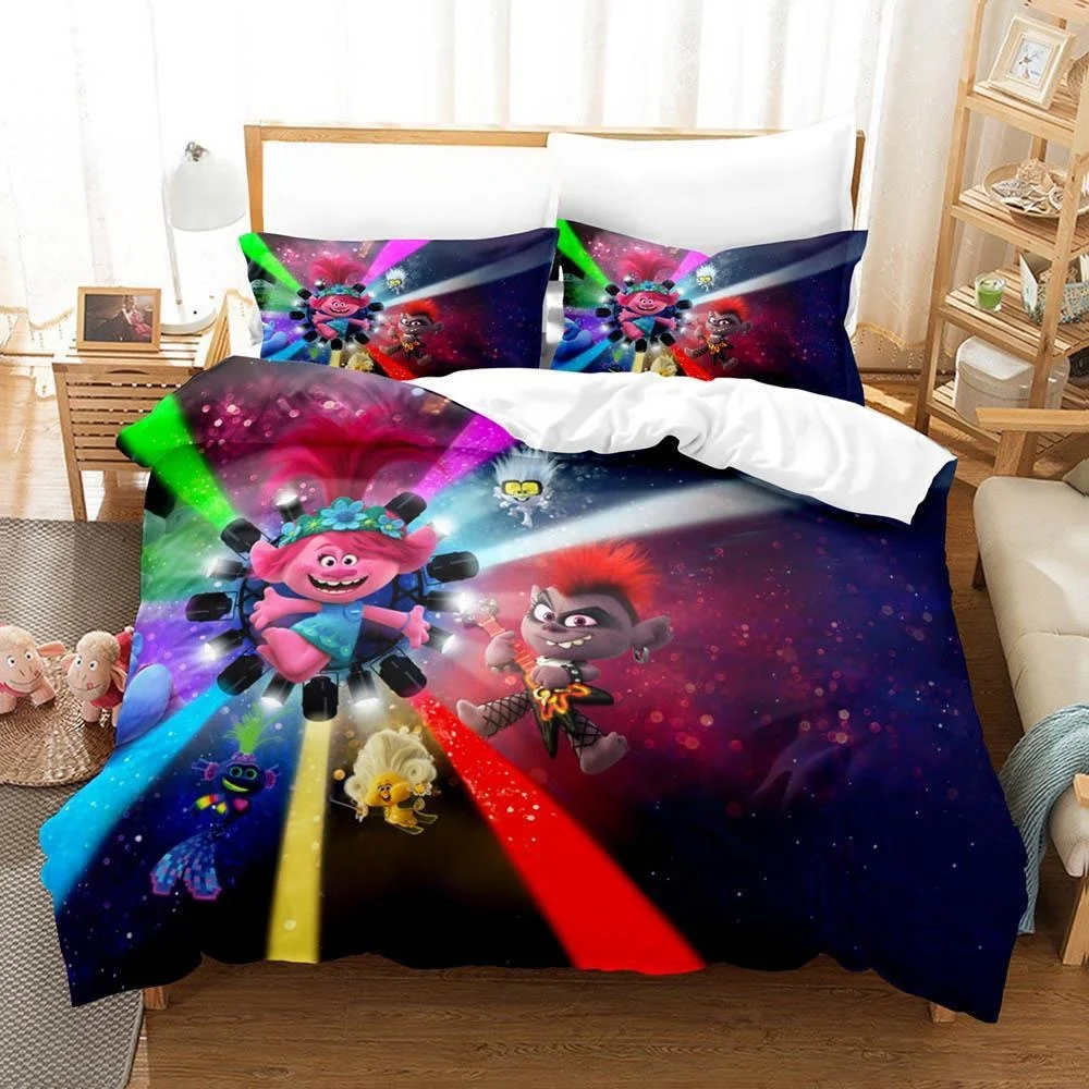 3D Print Cartoons Bed Sheet Set Trolls Bedding Set Single Twin Full Queen King Size Bed Set Adult Kid Bedroom Duvet cover Sets