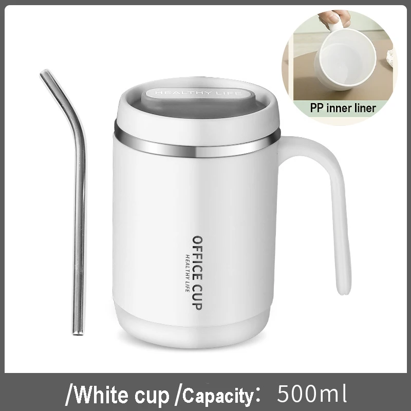 1/3PC PP Liner 500ml Coffee Cup Mug With Lid Portable Drinking Cup Milk Coffee Straw Cup Gift for Kitchen Leak-Proof Drinkware