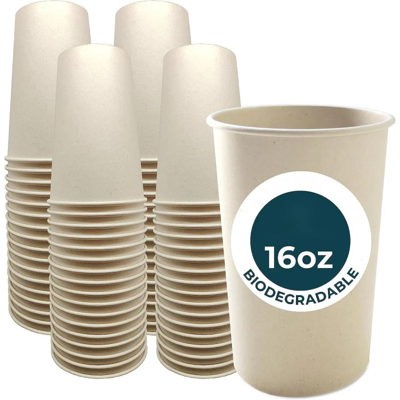 Tasse en carton de pulpe de bagasse avec cuillère à soupe veds Friendly B, tasse de poulet et de canne à sucre, café, 6oz, 8oz, personnalisable, nouveau, 10 pièces