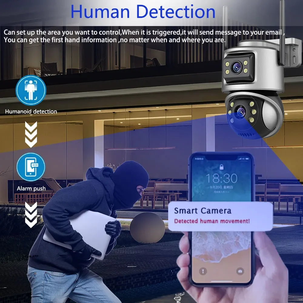 4K POE 10CH طقم NVR عدسة مزدوجة 8MP الأمن واي فاي كاميرا متحركة نظام المسار التلقائي CCTV في الهواء الطلق IP المنزل كاميرا مراقبة فيديو مجموعة