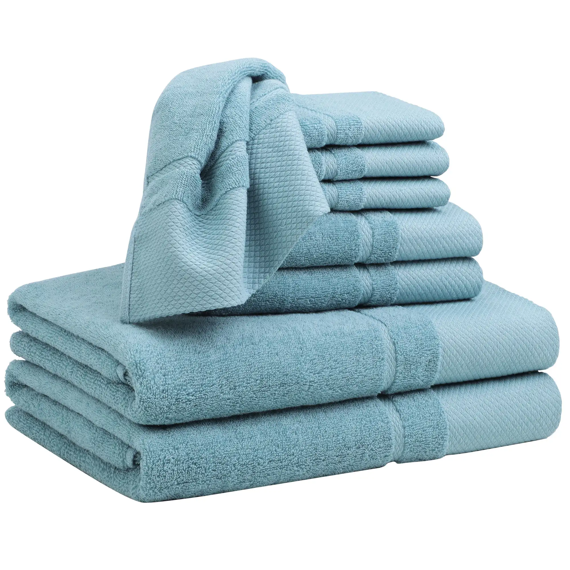 

100% Combed Cotton 8 Piece Towel Set Soft 600 Gsm Luxury Absorbent Saxe Blue