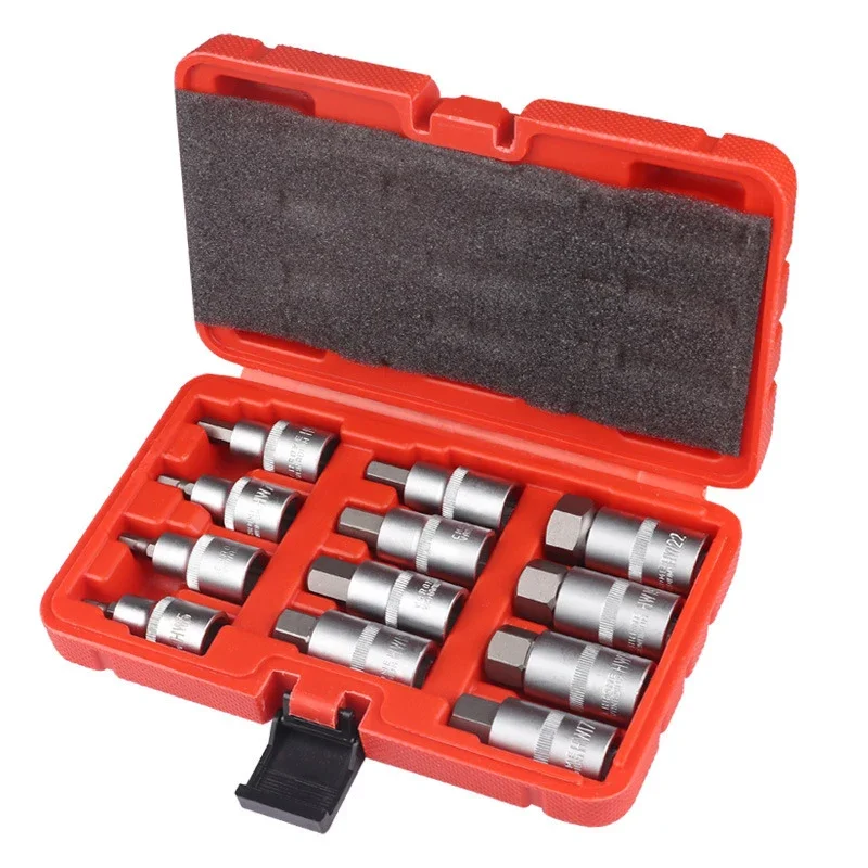 12pcs 1/2 Inch Drive Impact Hex Bit Socket Set H5 H6 H7 H8 H10 H12 H14 H16 H17 H18 H19 H22 Allen Key Sockets Set Hand Tools