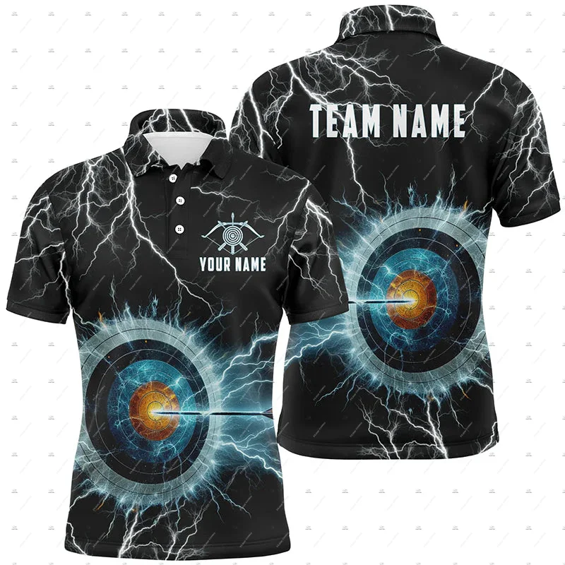 Custom Name Mesh Breathable Archery Graffiti Archer Shooter Vintage 3DPrint Harajuku Summer Short Sleeves Polo Jersey Shirts A6