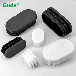 Black White Oval Plastic Tube Pipe Inner Plug Blanking End Caps Non-Slip Chair Leg Feet Pad Cover