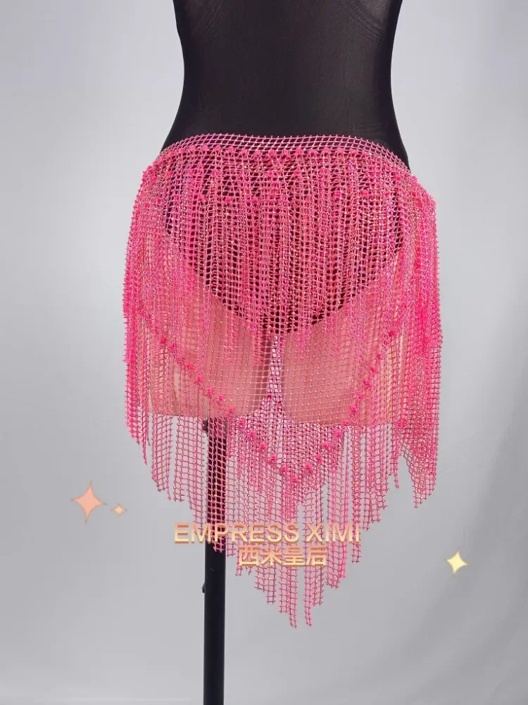 Belly Dance Hip Scarf Tassel Waist Chain Waist Scarf Artifact Starry Stars Front and Rear Triangle Style Super Shining customize