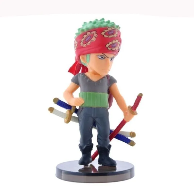 9 قطعة دمى قطعة واحدة الديكور لوفي زورو سانجي نامي بروك أنيمي عمل الشكل لعبة لطيفة Q التماثيل المرآب أطقم الصبي هدية عيد ميلاد #4