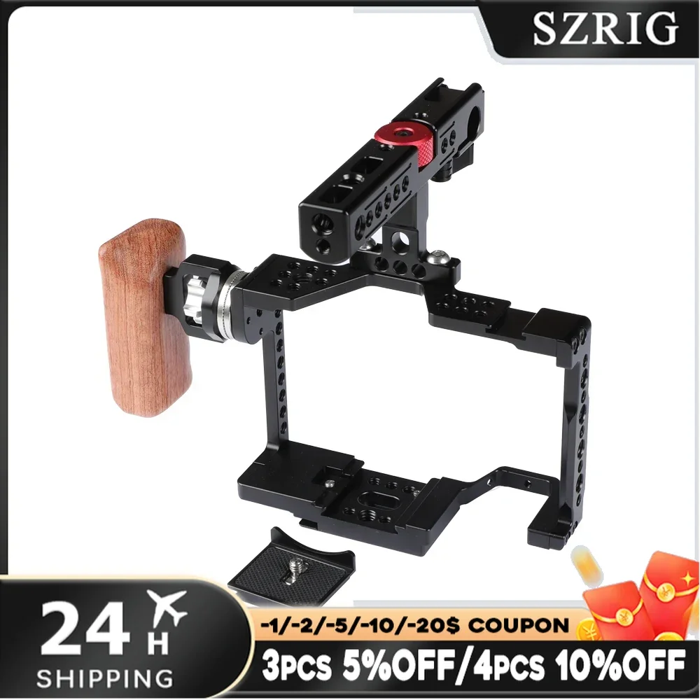 SZRIG Full Camera Cage With Top Handle Cheese Handle And Arri Rosette For Sony a7 II a7R II a7S II a7 III a7R III a9 Series