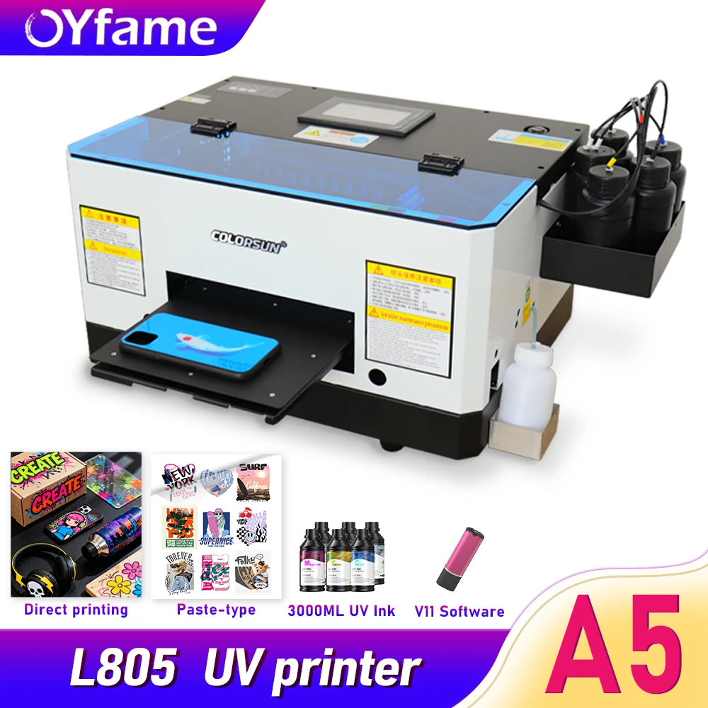 

OYfame UV Printer A5 UV Flatbed Printer impresora uv A5 For Epson L800 Print head For Phone Case Acrylic Wood Glass UV Print