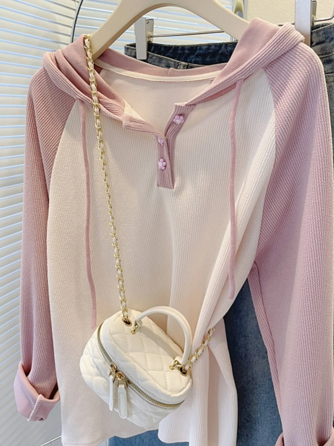 Felpe con cappuccio da donna Smoky Raglan Personalità Minimalista Multiplo Bianco Dolce Lavoro termico Studente Crop Activewear Maniche Vita