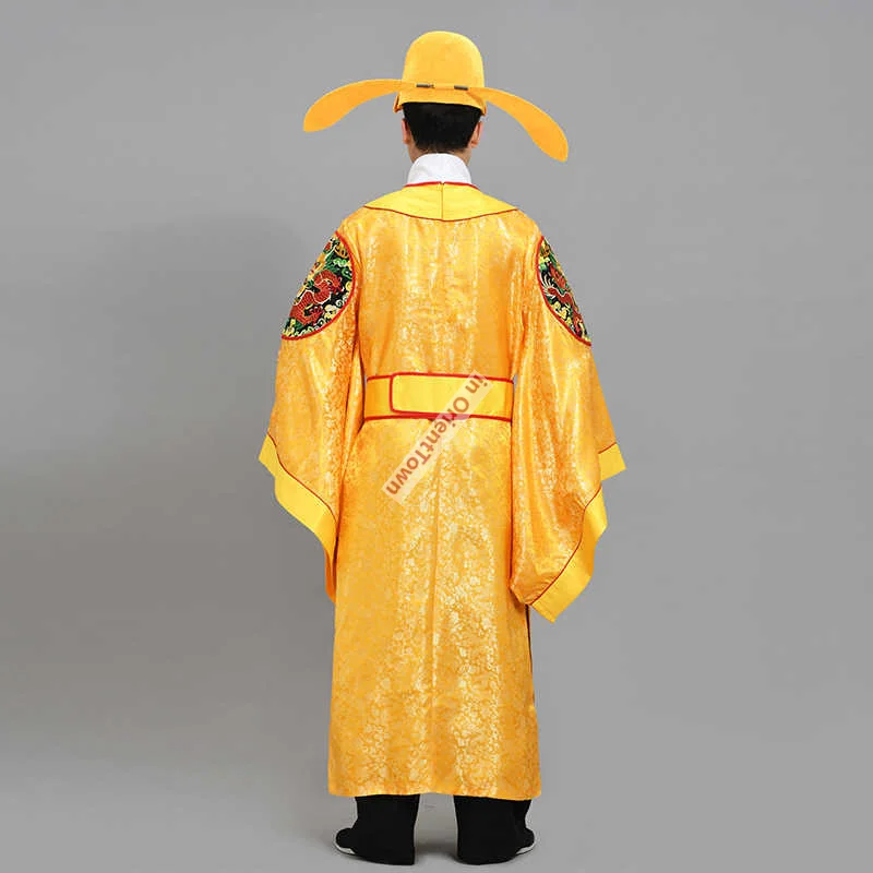 China Tang Dynasty Emperor Costume Li Shimin Performance Yellow Robe Film TV Movie Drama Xi'an Ancient City Royal Dragon Gown view 4