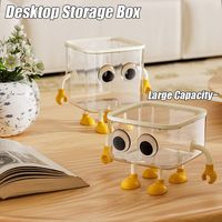 Portable Transparent Desktop Trash Can Cartoon Large Capacity Pen Holder Storage Rack for Student Desks Dormitories Offices