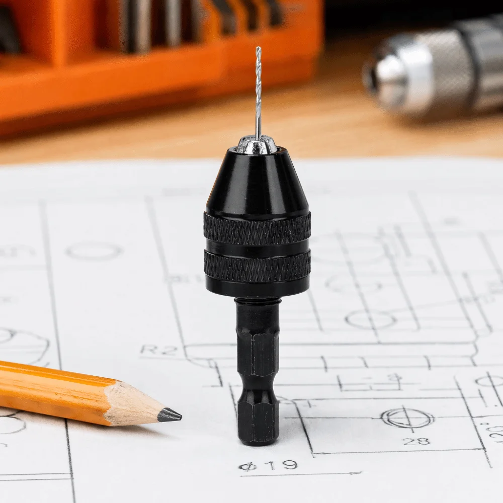 2pcs 1/4 Inch Hex Shank Keyless Drill Chuck 0.3-3.6mm Capacity Keyless Design Hex Shank Adapter Quick Adapter 0.3-4mm Range