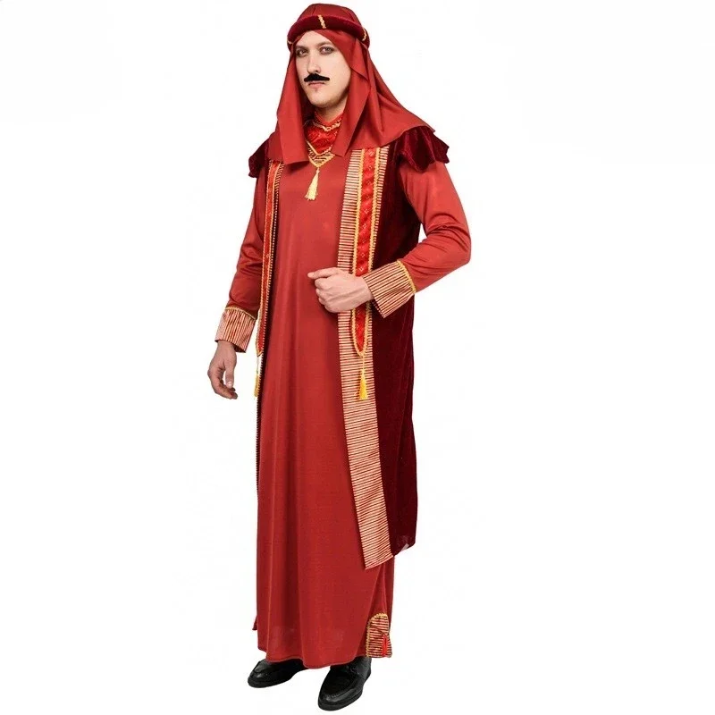 Halloween adult men's Arab elder costume, Dubai tycoon stage performance costumes