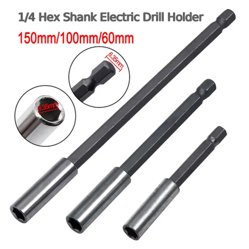 1/4 Hex Shank Quick Release Electric Drill Magnetic Screwdriver Bit Holder 60mm 75mm 100mm  150mm