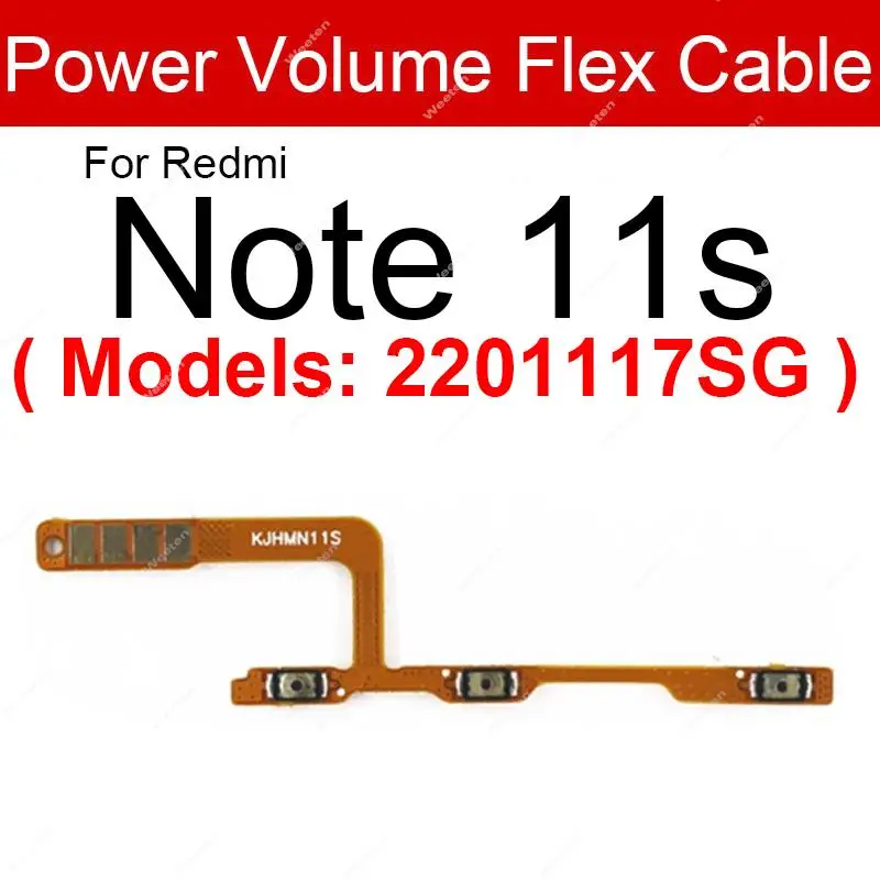 For Xiaomi Redmi Note 11 11S 11T 11E 11SE Pro Power Volume Button Flex Cable Side Key Switch Control ON OFF Button Repair Parts