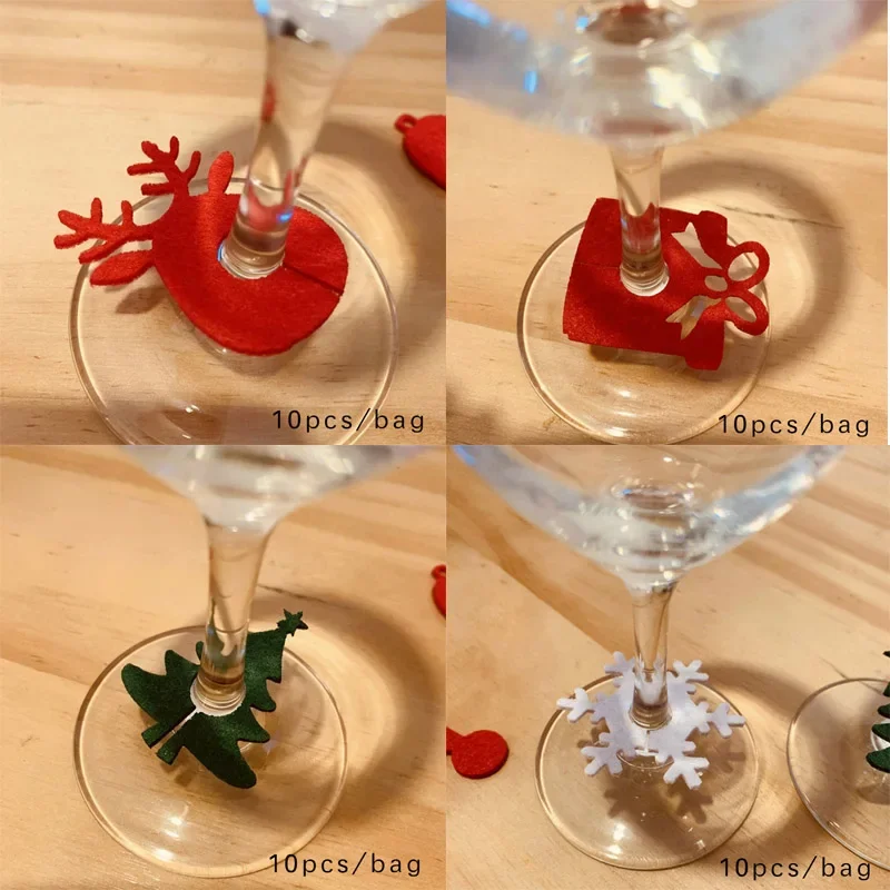 Christmas Wine Glass Decorations Santa Claus Snowman Elk Wine Cup Ring New Year Christmas Party Home Table Decoration Xmas Gifts