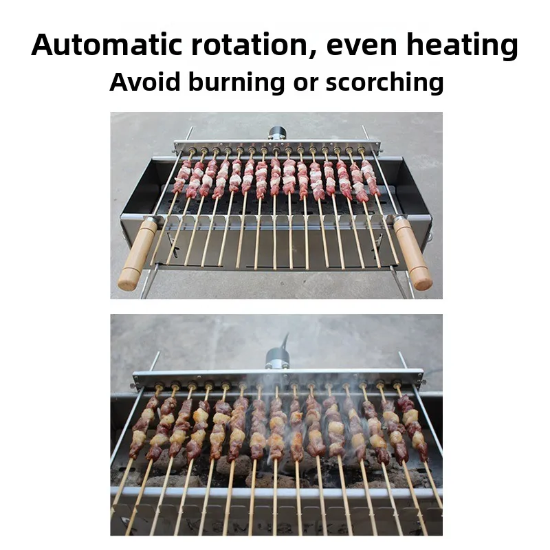 Barbecue artifact, automatic rotating grill, electric skewer, skewer, outdoor camping portable grill