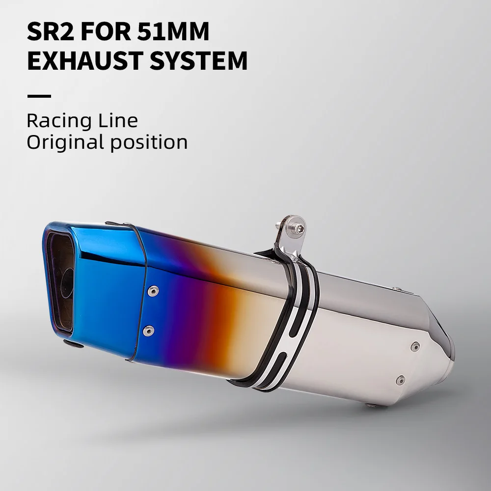 

Motorcycle universal 51mm exhaust pipe SR2 modified exhaust pipe non-destructive installation suitable for Z900/MT09
