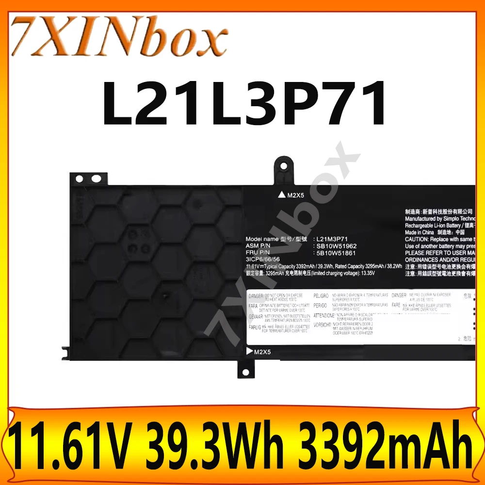 

7XINbox L21L3P71 L21M3P71 L21L4P71 11,61 В 39,3 Втч 3392 мАч Аккумулятор для ноутбука Lenovo ThinkPad T14 Gen 3 Тип 21AH P14s Gen 3 Тип