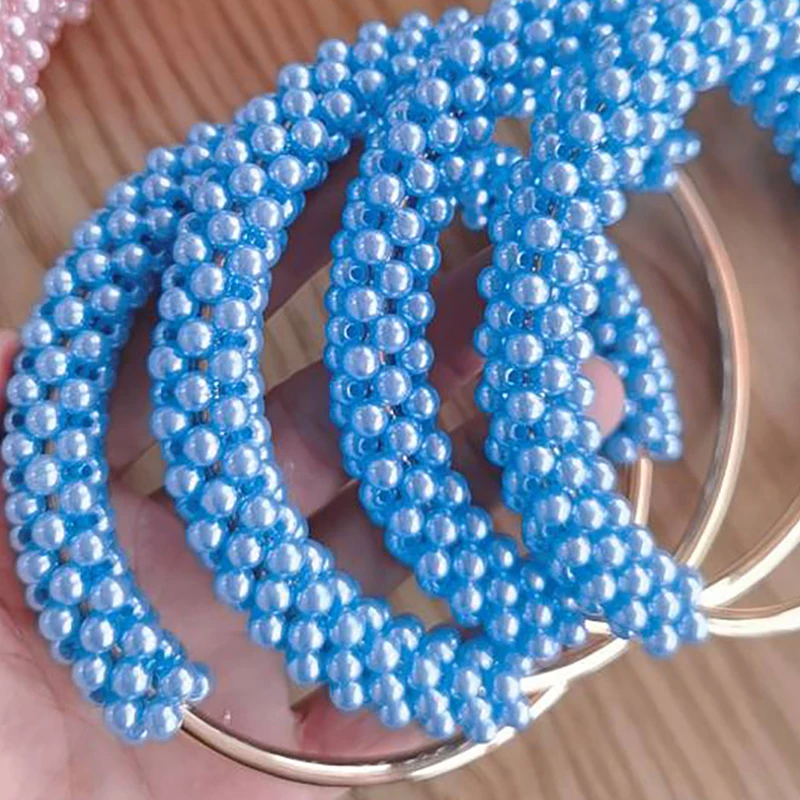 1 Stück Perlen-Metall-Rundgriff für Damenhandtaschen, Geflochtener Ringgriff für Geldbörsen, DIY-Zubehör für handgefertigte Taschen – Detail 7