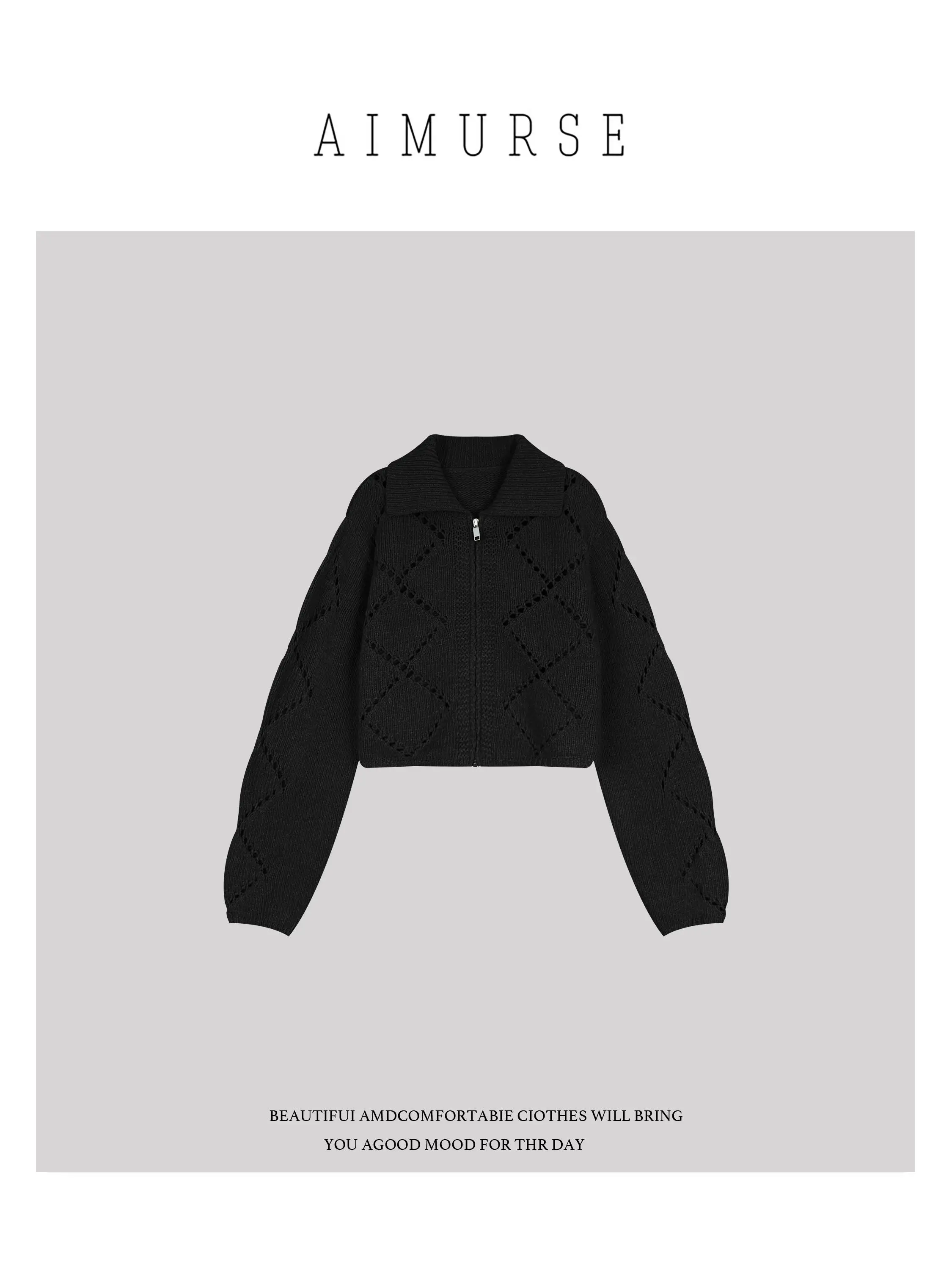 

AIMURSE Inheritor AM3005 Женский вязаный свитер с высоким воротником, ажурный, шерстяной, повседневный, осенне-зимний, теплый