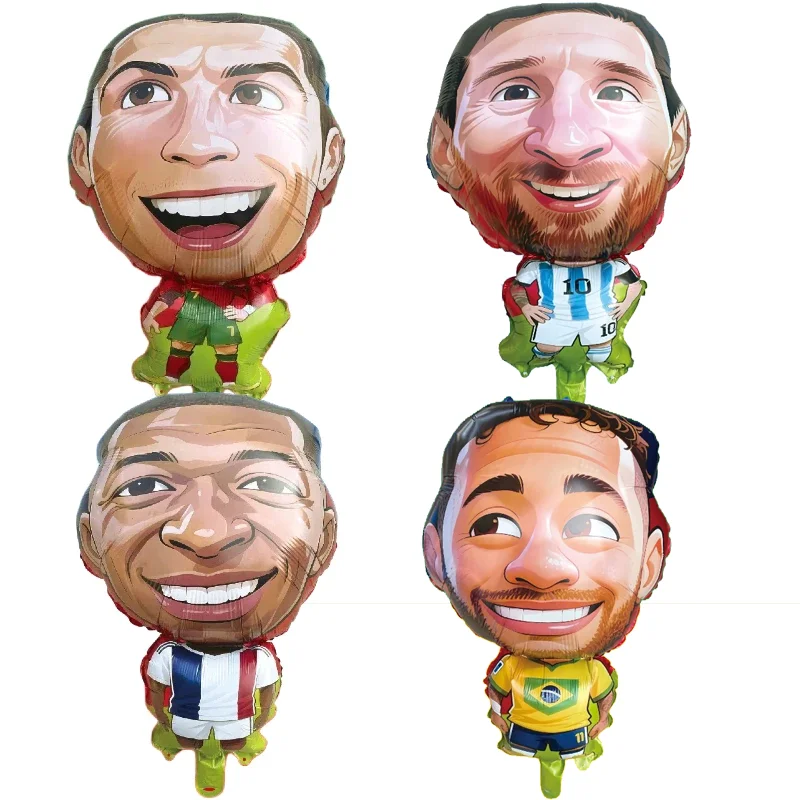 Neue Cartoon-Fußballstar Aluminiumfolienballons Kanada/USA/Mexiko CR7/Messi/Yamal/Mbappé/Vinicius Fußball-Fan Festliche Party-Luftballons