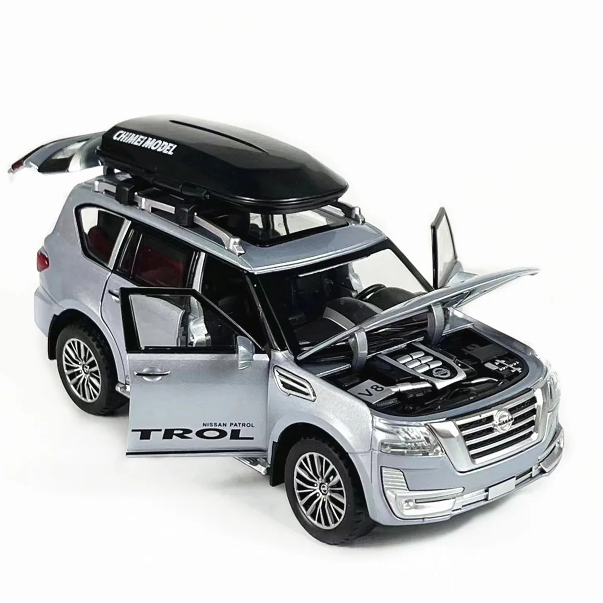 1:32 Nissan Patrol Pullback Car Toy with Lights Engine Sound, Scale Diecast Car Model Replica Kid Boy Play Gift