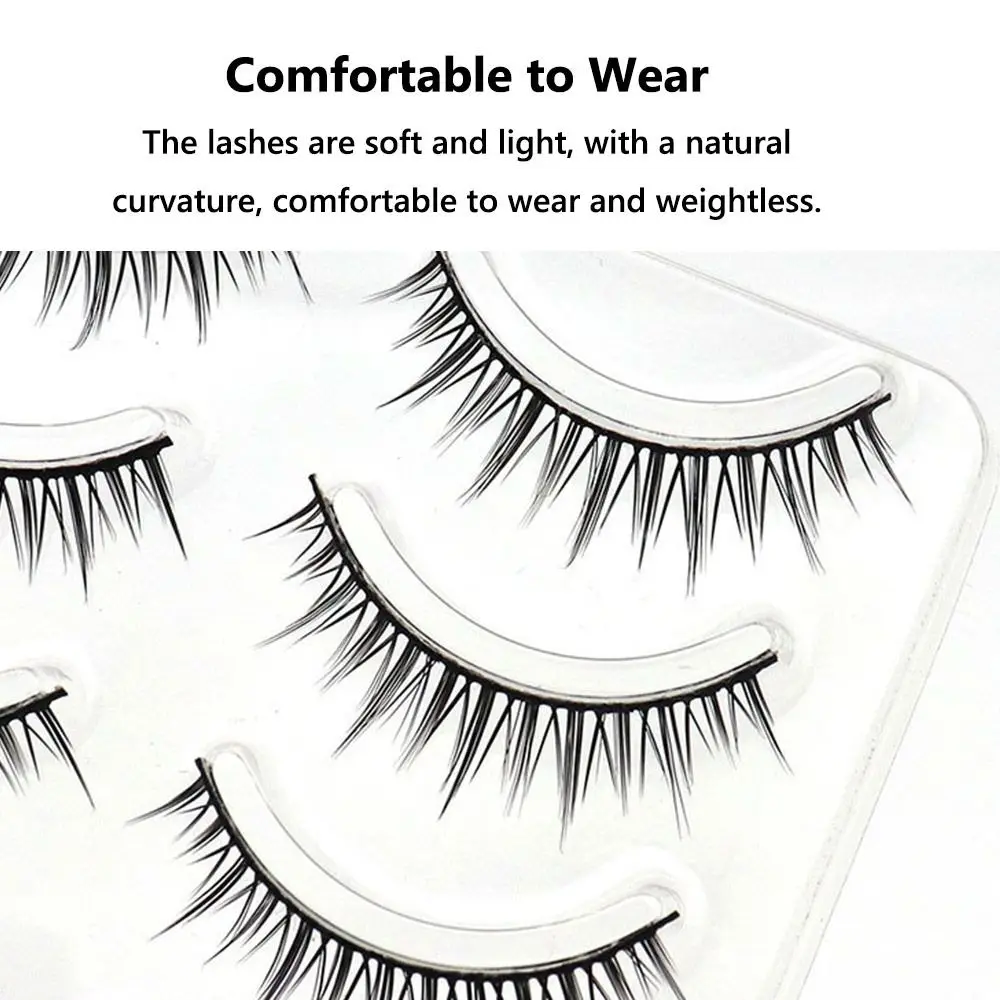 3D 5 Pairs Korean Japanese Spiky Fairy Lashes Anime Wispy Manga Lashes Faux Mink Lashes Natural Look False Eyelashes