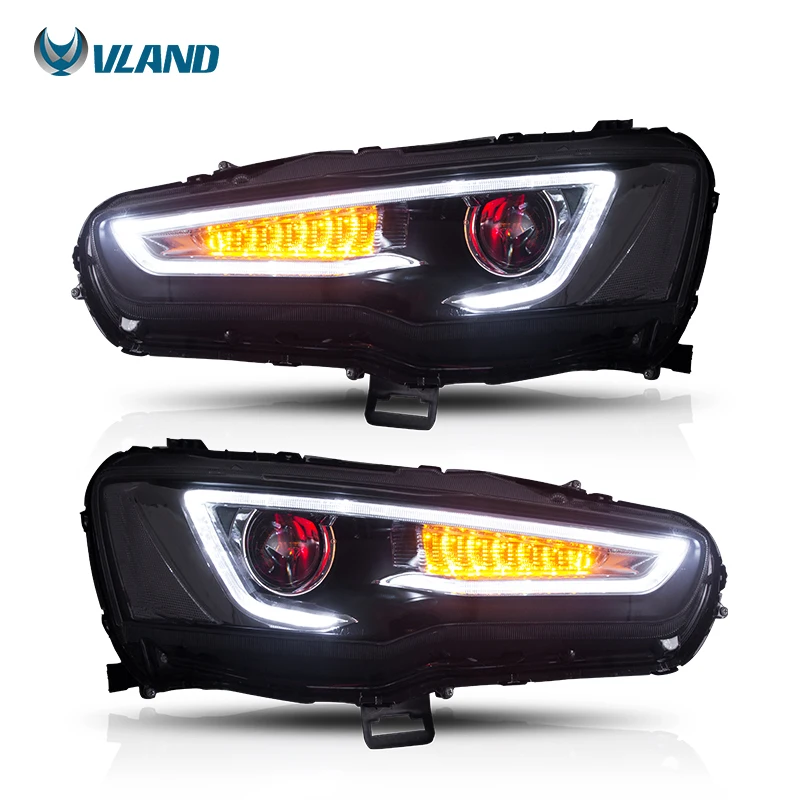 VLAND Factory LED Headlight Head Lamp Sequentail Demon Eyes 2008-2017 for Galant/Lancer Fortis Hatchback Lancer Head Lights