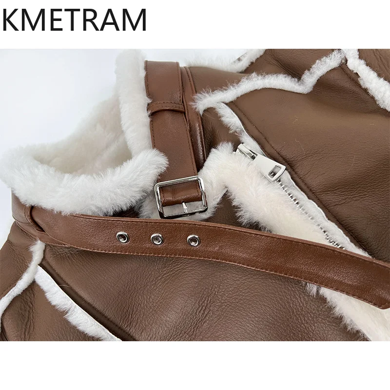 Двусторонняя меховая куртка из натуральной овчины, женская роскошная зимняя теплая длинная шуба из натурального меха, женская одежда 2025 шуба женская