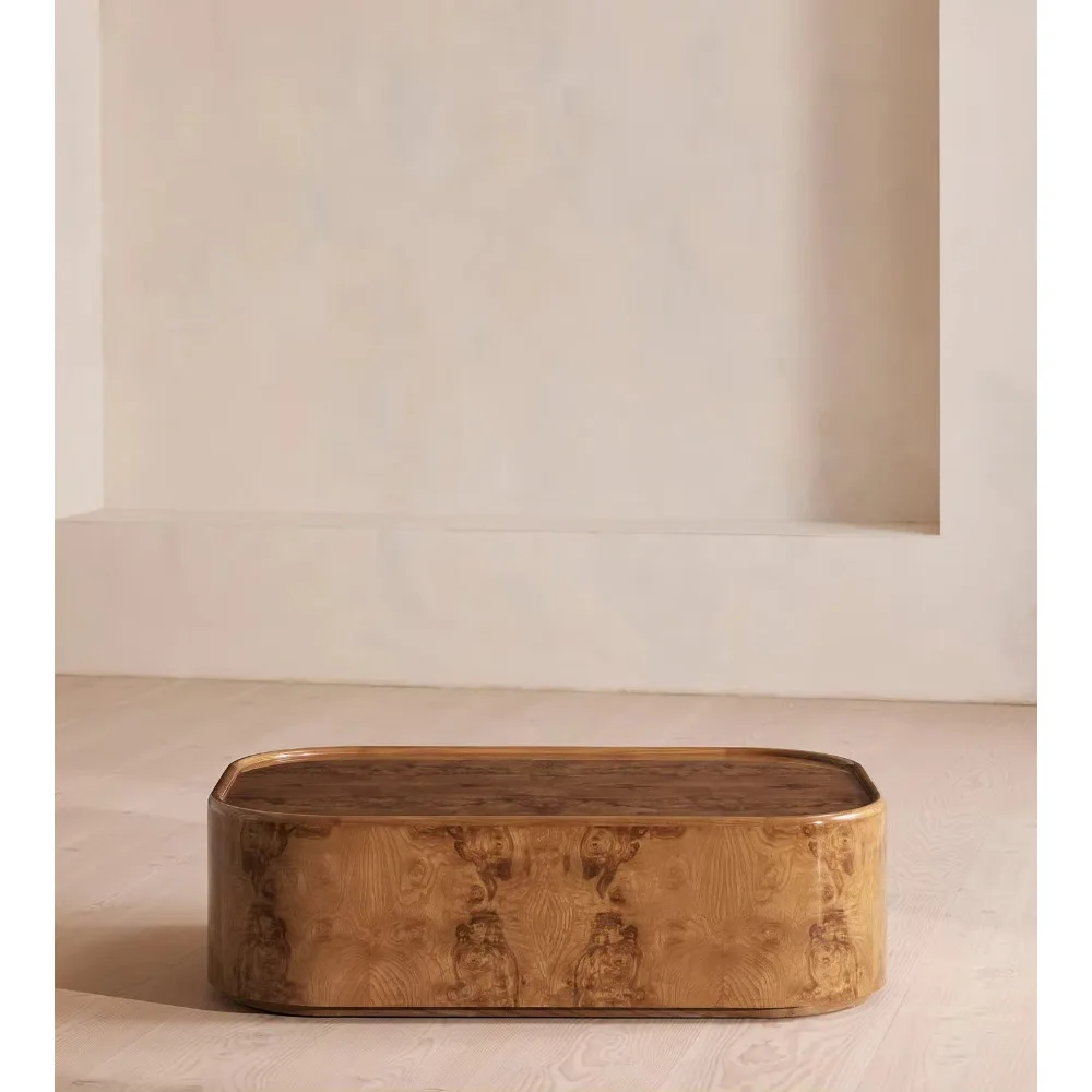 Nordic Natural Olive Ash Burl Living Room Coffee Table Luxury Modern Wood Coffee Table