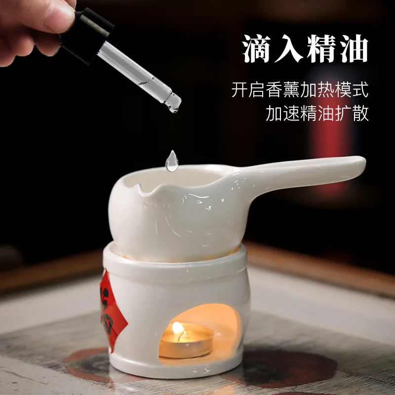 

Large capacity essential oil burner with ceramic fragrance diffuser, hand-free candle warmer for spa and beauty salon essential