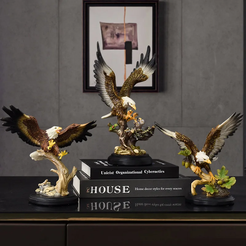 Resin Handicrafts Simulation Animal Sculpture Bald Eagle Falcon Simulated Bird Decorative Figurines Home Decoration Accessories