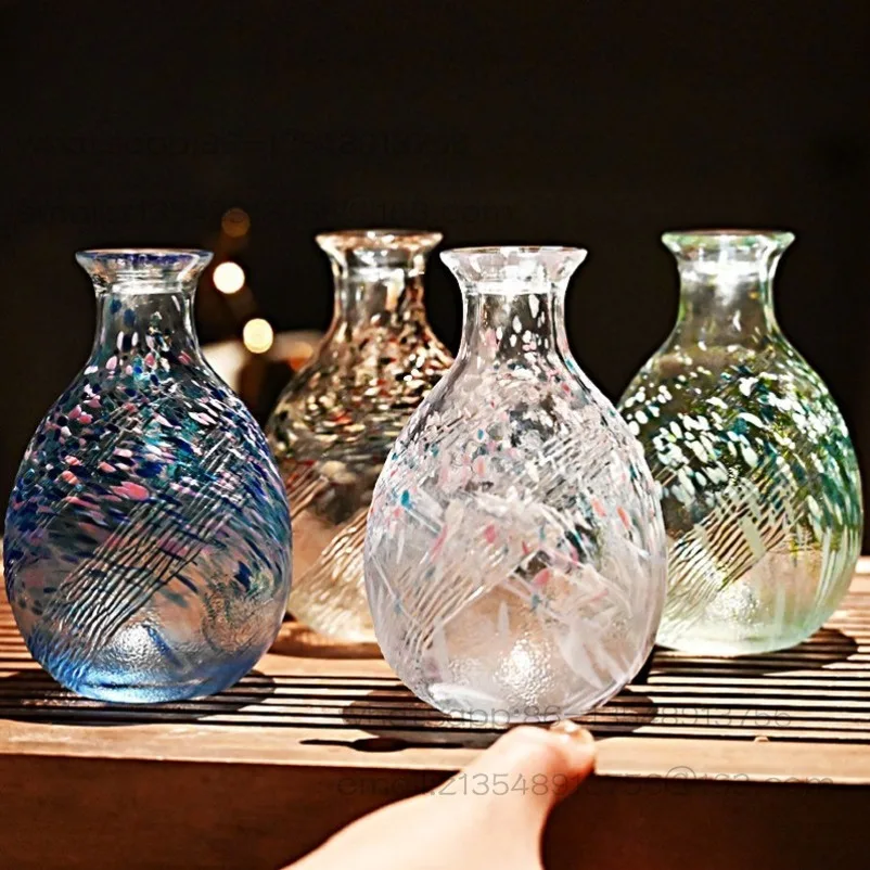 無鉛ガラス-日本風四季図墨絵、鳳清酒器、酒器、ワインセット、ギフト