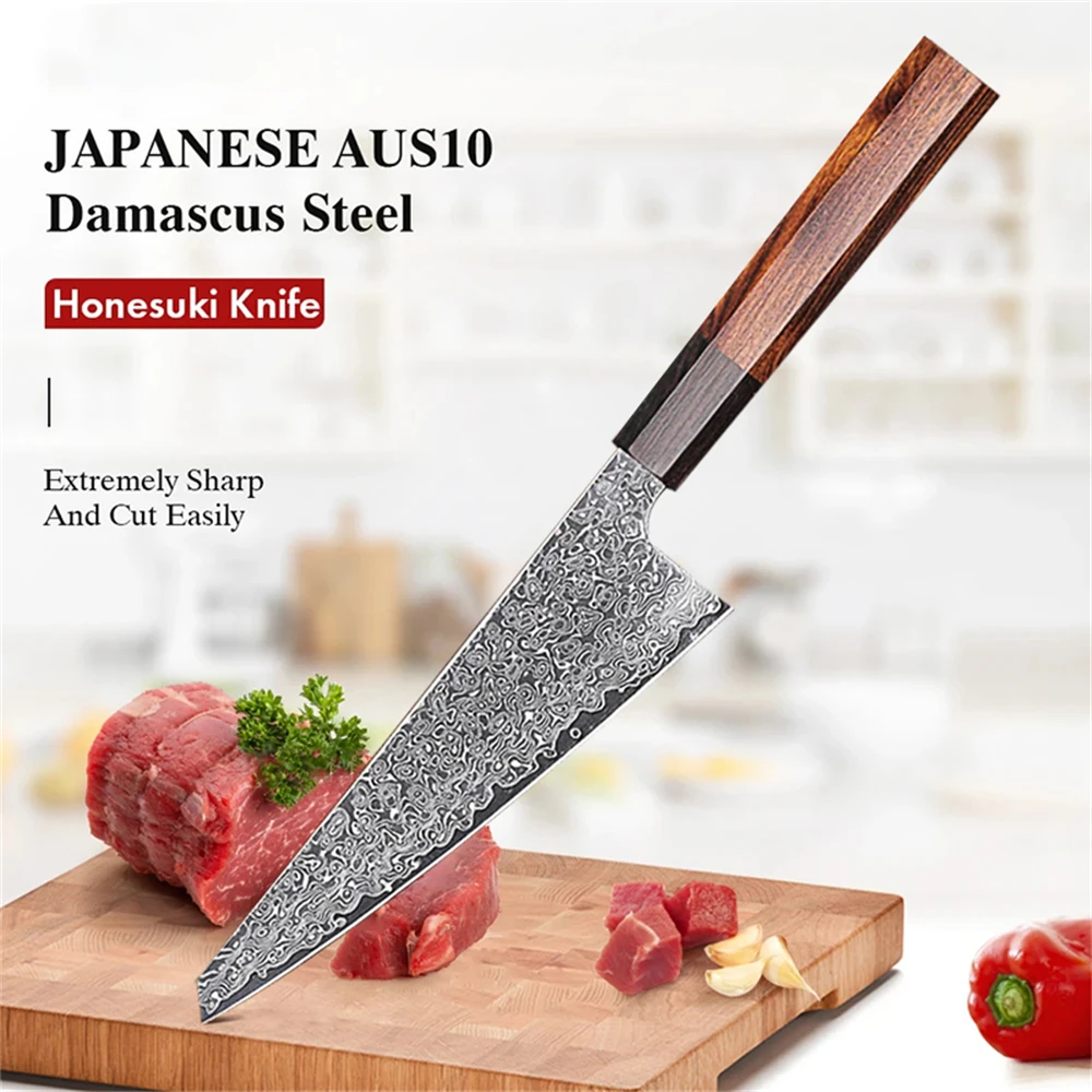 

Hand Forged 67 Layer Damascus Steel Honesuki Knife Professional Kitchen Knife Sharp Utility Boning Cooking Tools Kitchen Tools