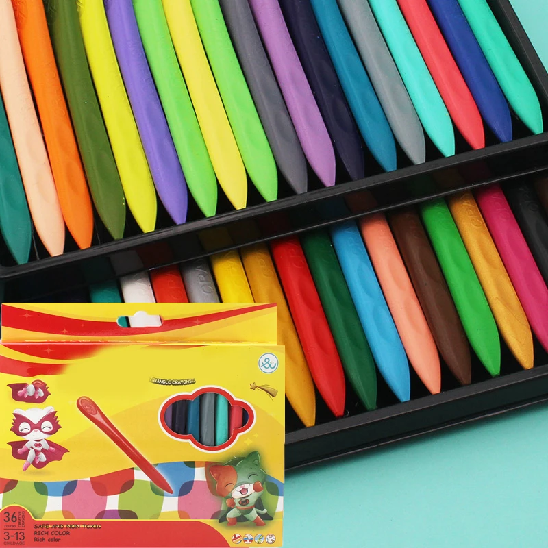 Crayons triangulaires incassables pour tout-petits, cadeaux sans gâchis, non toxiques, faciles à tenir pour les enfants, sûrs, 12 couleurs, 24/36