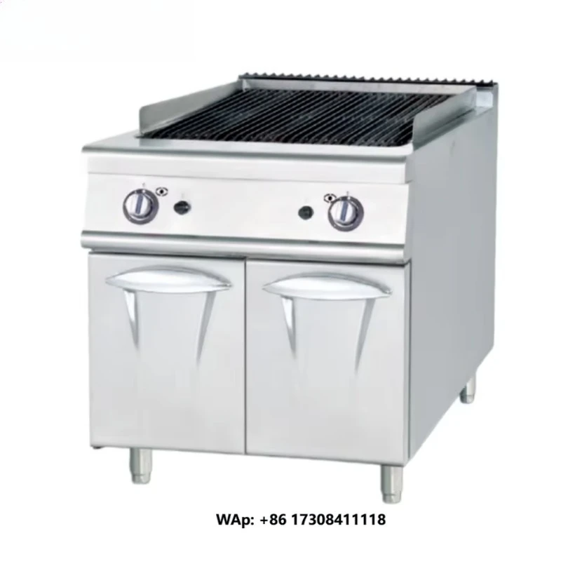 Commercial Electric Vertical Lava Rock BBQ Grill with Cabinet, Adjustable Temperature Control